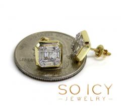  14k yellow or white gold 8.50mm large round diamond baguette earrings 0.56ct 