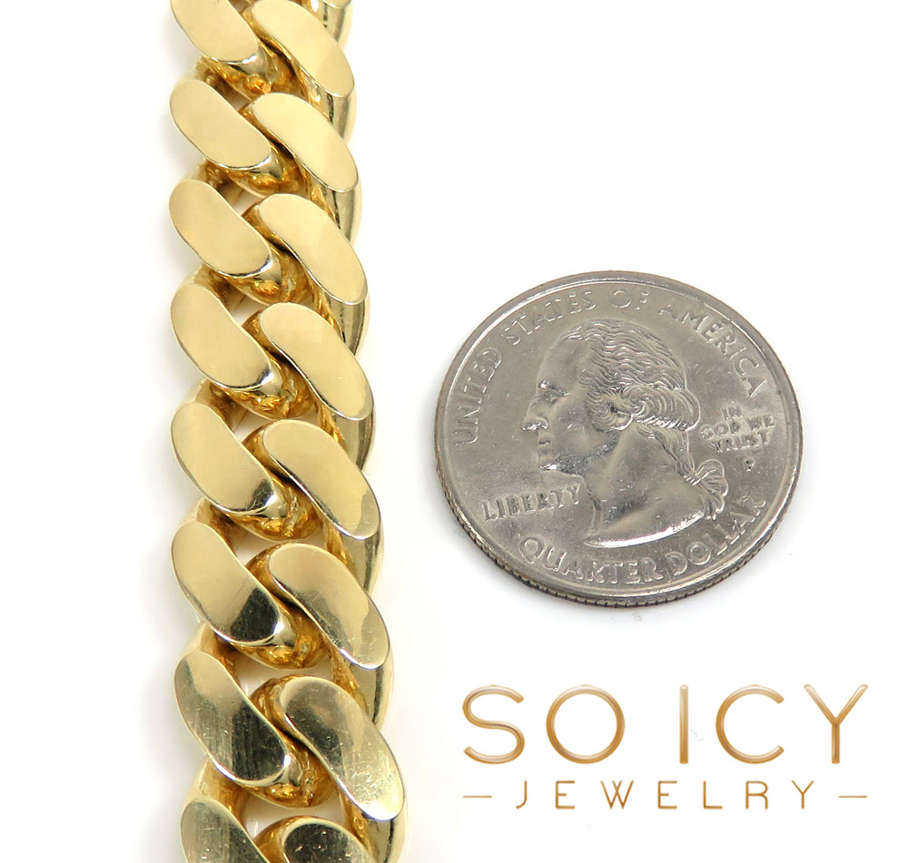 10k yellow gold thick miami link chain 24 inch 13.20mm