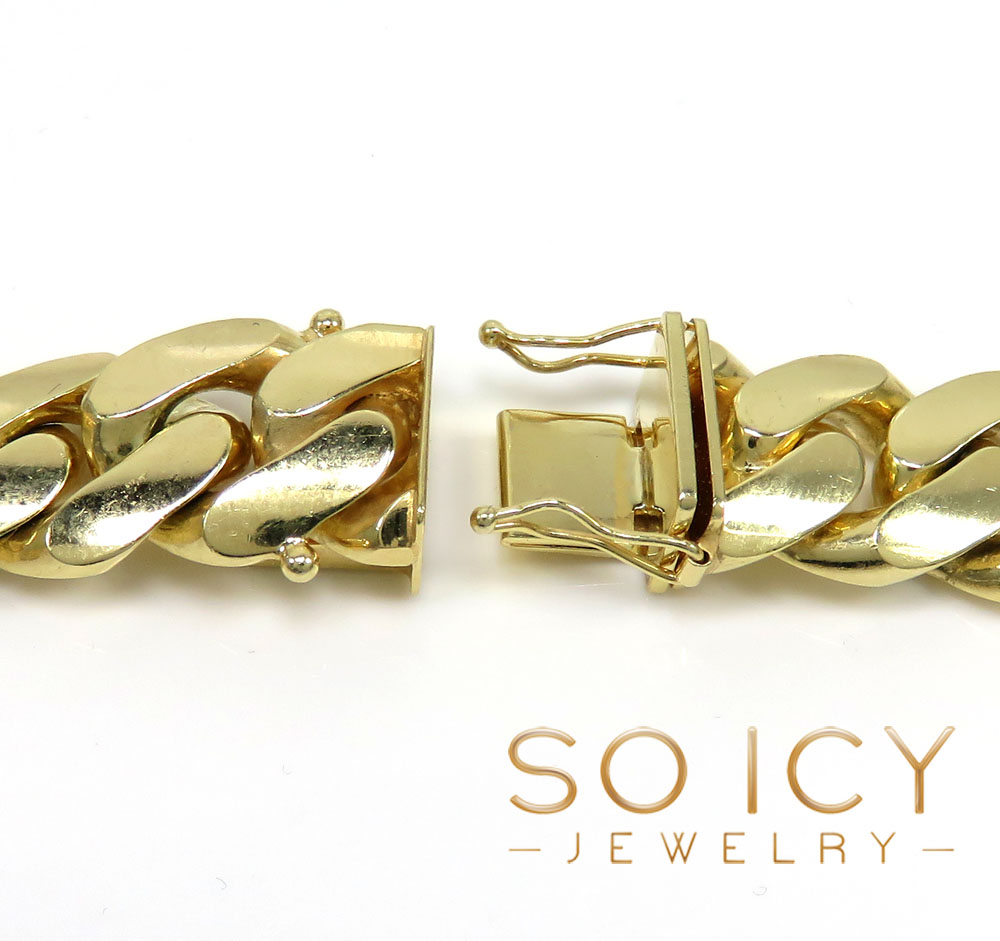 10k yellow gold thick miami link chain 24 inch 13.20mm
