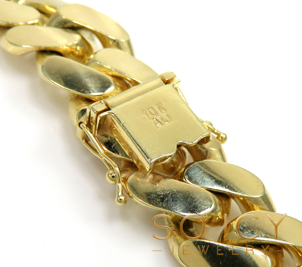 10k yellow gold thick miami link chain 24 inch 13.20mm