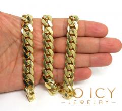 10k yellow gold thick miami link chain 24 inch 13.20mm