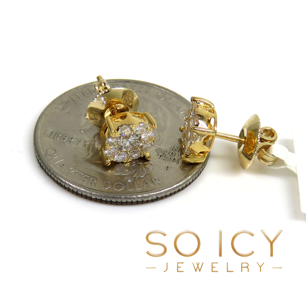 14k gold lab grown diamond cluster 6.50mm earrings 0.75ct - Image 3