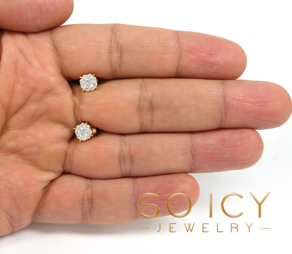 14k gold lab grown diamond cluster 6.50mm earrings 0.75ct - Image 4