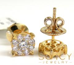 14k gold lab grown diamond cluster 6.50mm earrings 0.75ct