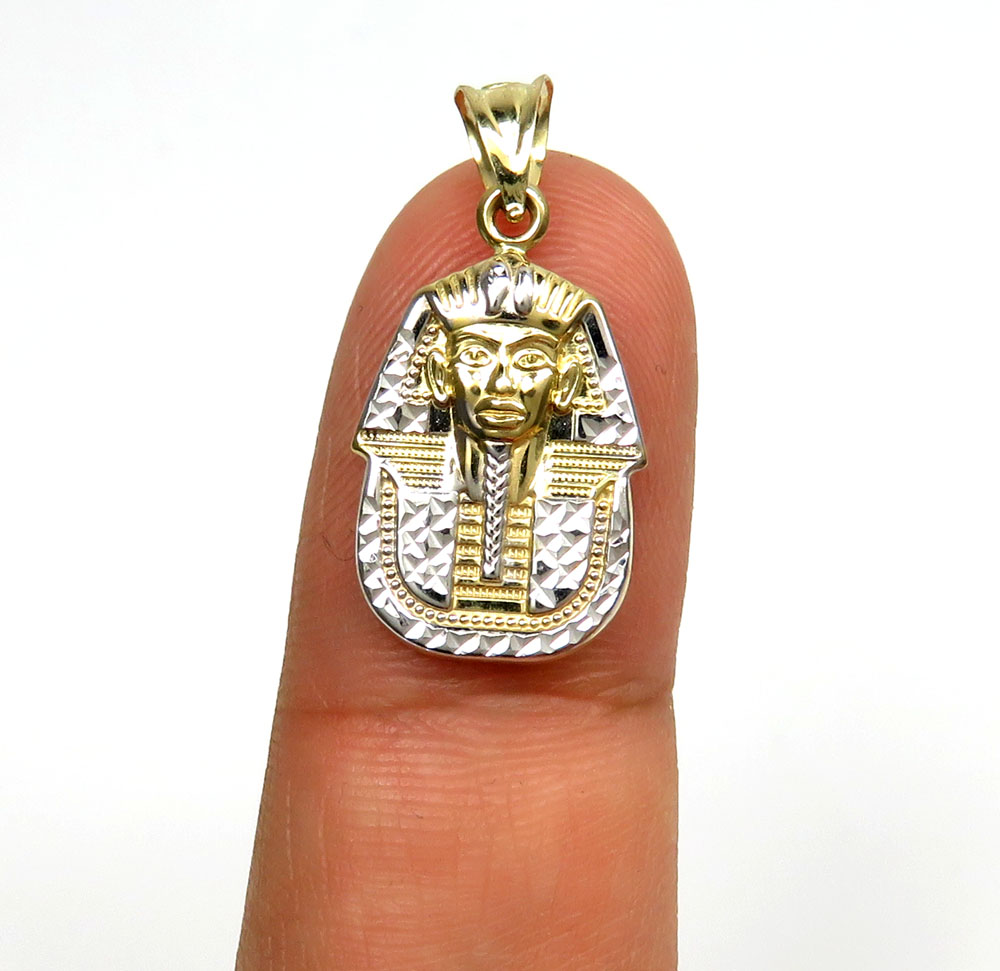 10k yellow gold mini-large king tut pharaoh head pendant - Image 4