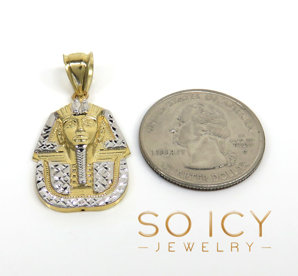 10k yellow gold mini-large king tut pharaoh head pendant - Image 5
