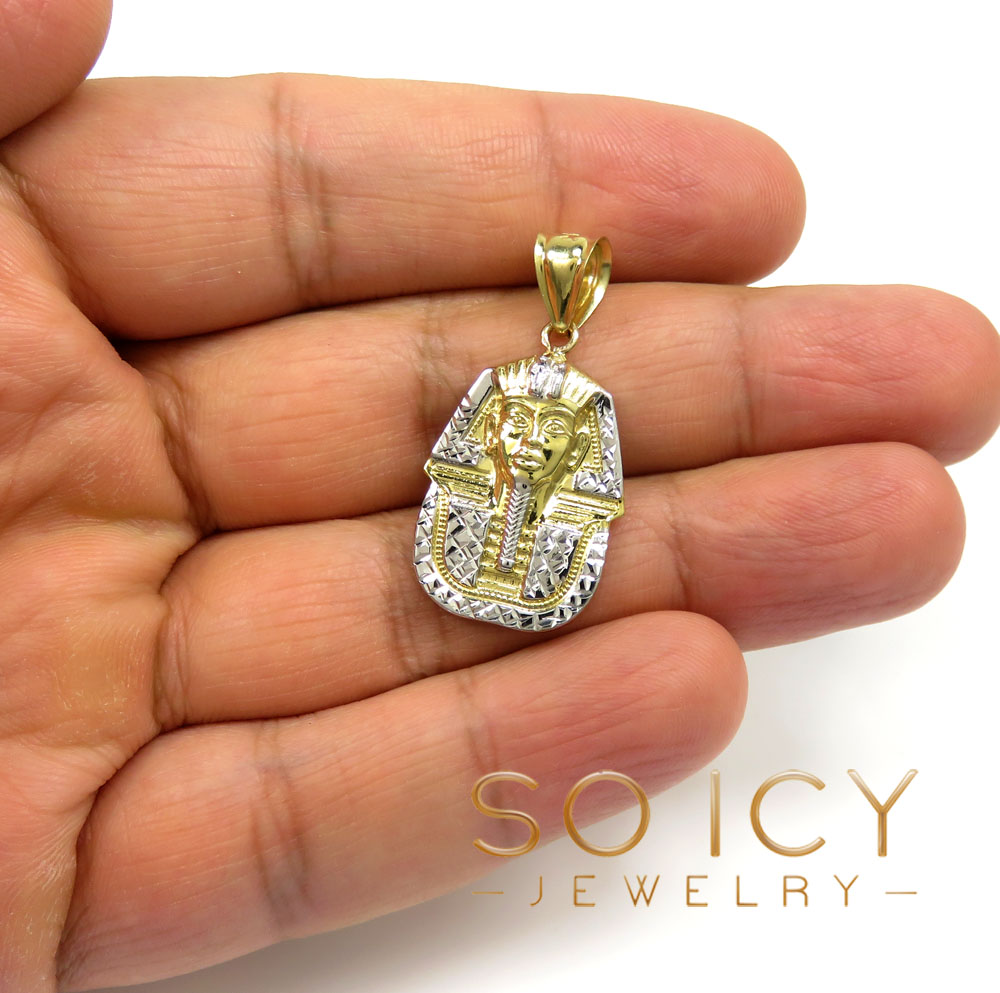 10k yellow gold mini-large king tut pharaoh head pendant - Image 6