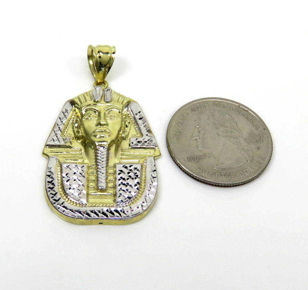 10k yellow gold mini-large king tut pharaoh head pendant - Image 7