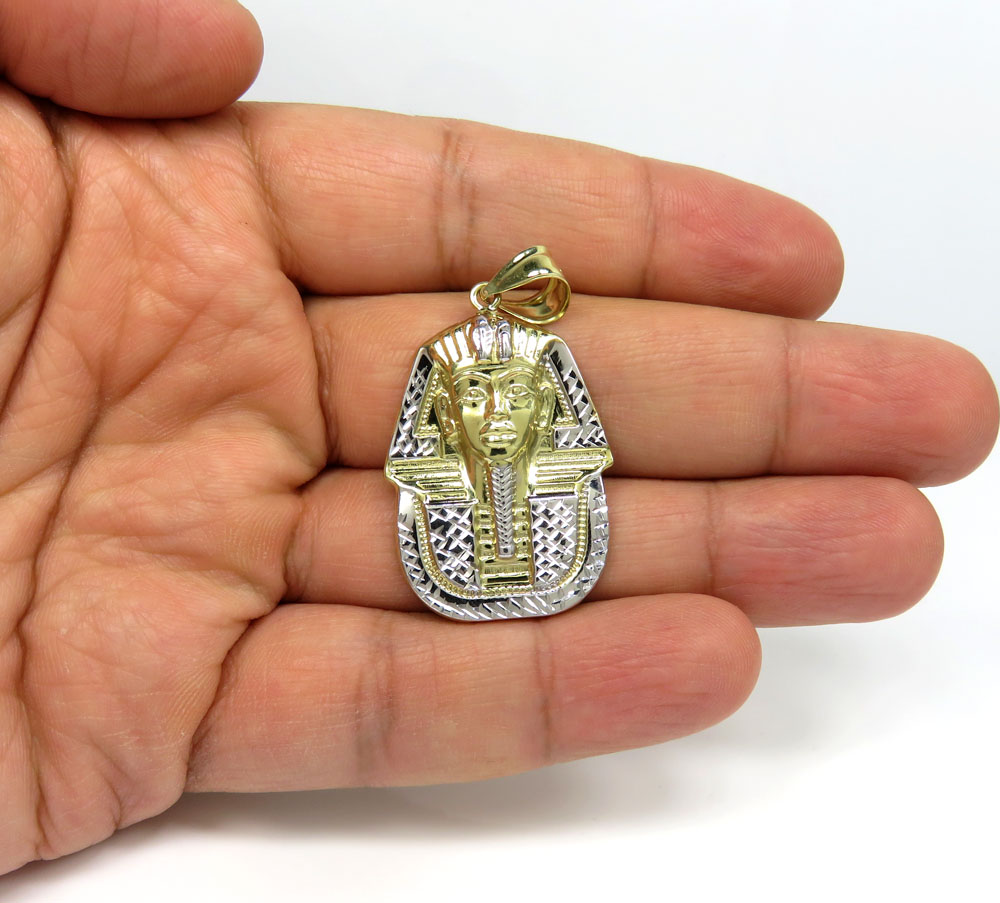 10k yellow gold mini-large king tut pharaoh head pendant - Image 8