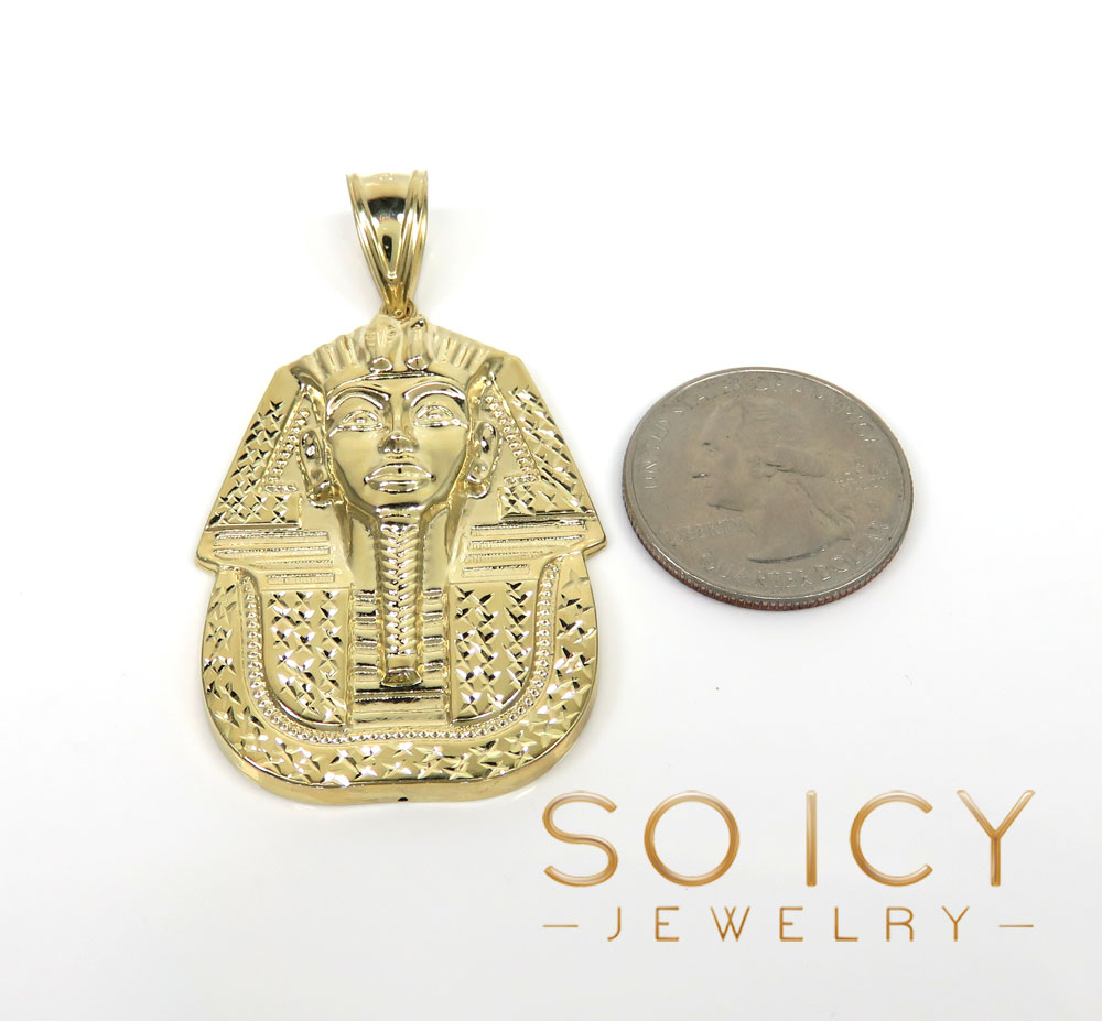 10k yellow gold mini-large king tut pharaoh head pendant - Image 9