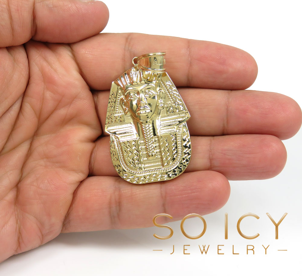 10k yellow gold mini-large king tut pharaoh head pendant - Image 10