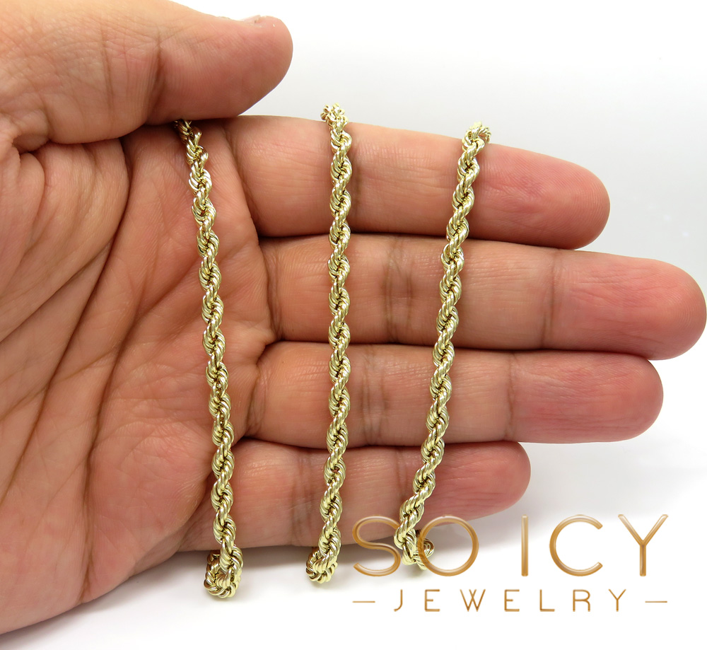 Buy 10k Yellow Gold Smooth Hollow Rope Chain 20-30 Inch 4mm Online at SO  ICY JEWELRY