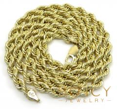 10k yellow gold smooth hollow rope chain 20-30 inch 4mm
