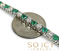 Ladies 14k white gold round emerald & diamond tennis bracelet 7 inch 4.50mm 10.57ct
