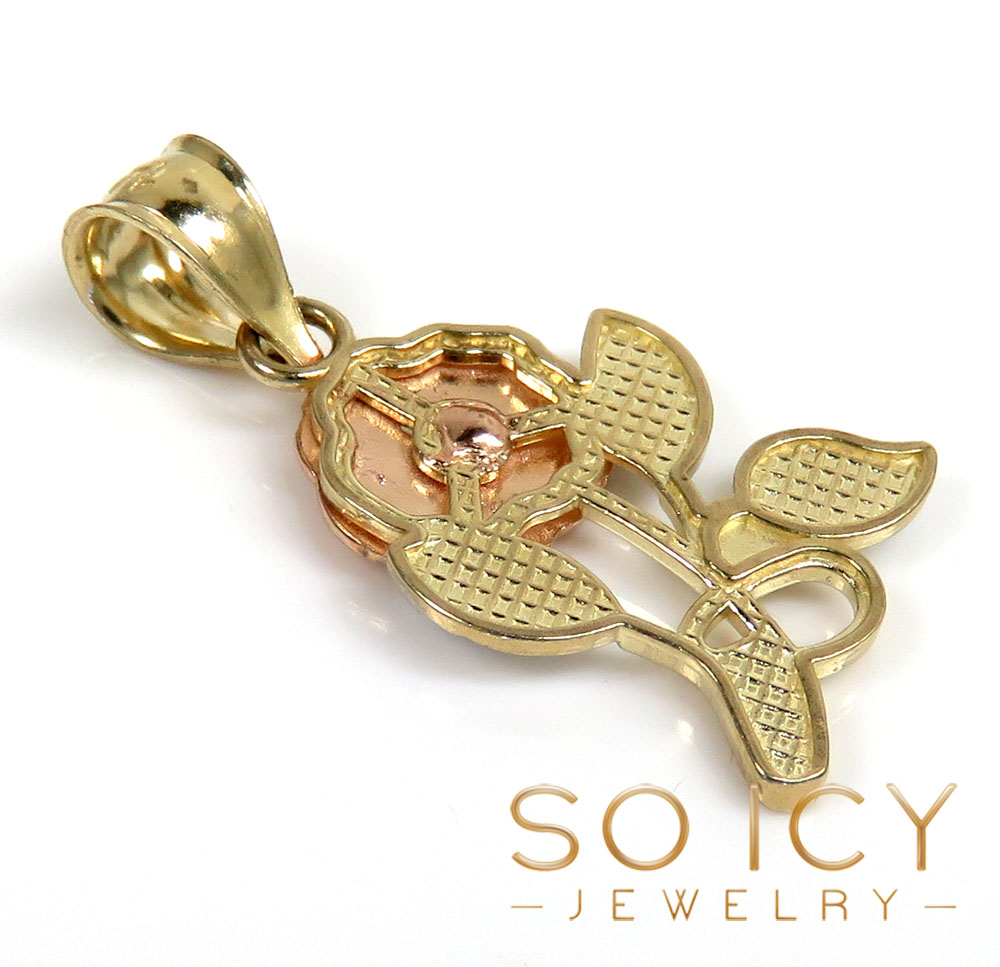 14k tri color gold mini flower pendant 