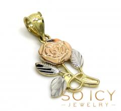 14k tri color gold mini flower pendant 