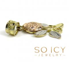 14k tri color gold mini flower pendant 