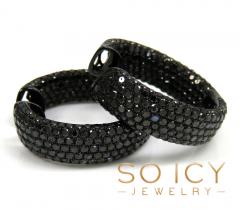 10k black gold black diamond round thick hoops 7.50ct