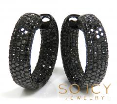 10k black gold black diamond round thick hoops 7.50ct