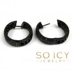10k black gold black diamond round thick hoops 7.50ct