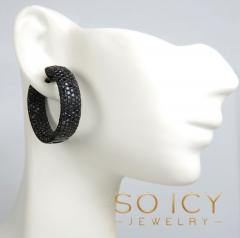 10k black gold black diamond round thick hoops 7.50ct