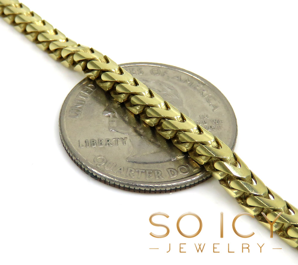 10k solid yellow gold tight link franco chain 18-26 inch 3.50mm - Image 2