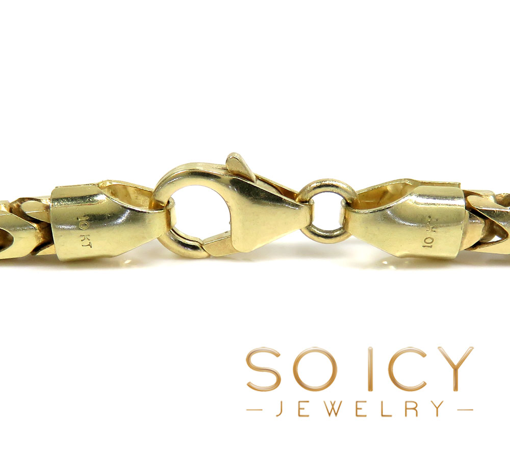 10k solid yellow gold tight link franco chain 18-26 inch 3.50mm