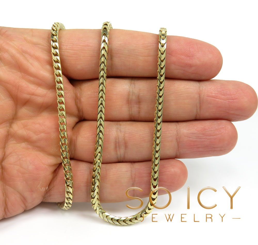 10k solid yellow gold tight link franco chain 18-26 inch 3.50mm