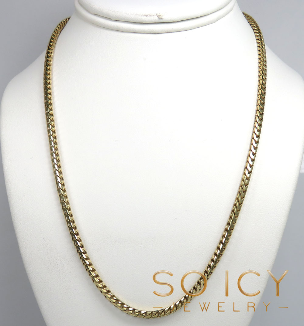10k solid yellow gold tight link franco chain 18-26 inch 3.50mm