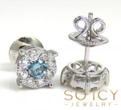 14k gold blue diamond prong 8mm frame cluster earrings 1.25ct