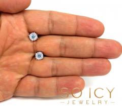14k gold blue diamond prong 8mm frame cluster earrings 1.25ct