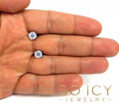 14k gold blue lab grown diamond prong frame cluster earrings 1.25ct