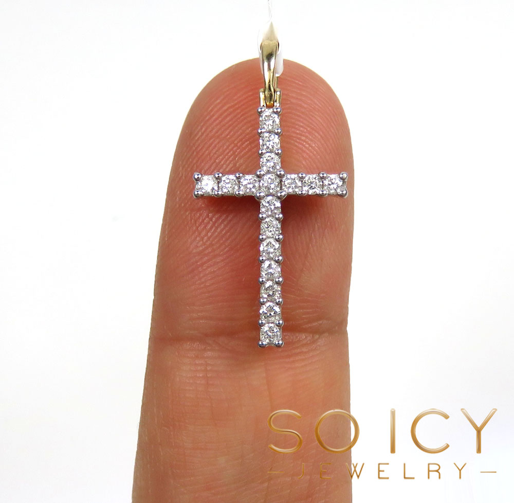 14k yellow gold small 17 diamond prong cross 0.38ct - Image 2