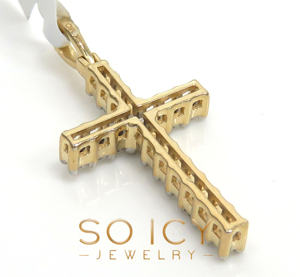 14k yellow gold small 17 diamond prong cross 0.38ct - Image 4