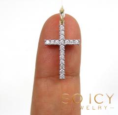14k yellow gold small 17 diamond prong cross 0.38ct