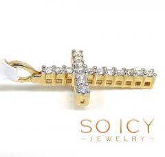 14k yellow gold small 17 diamond prong cross 0.38ct