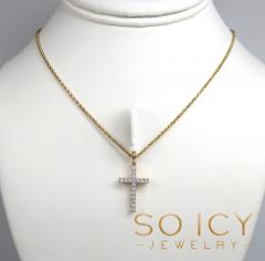 14k yellow gold small 17 diamond prong cross 0.38ct