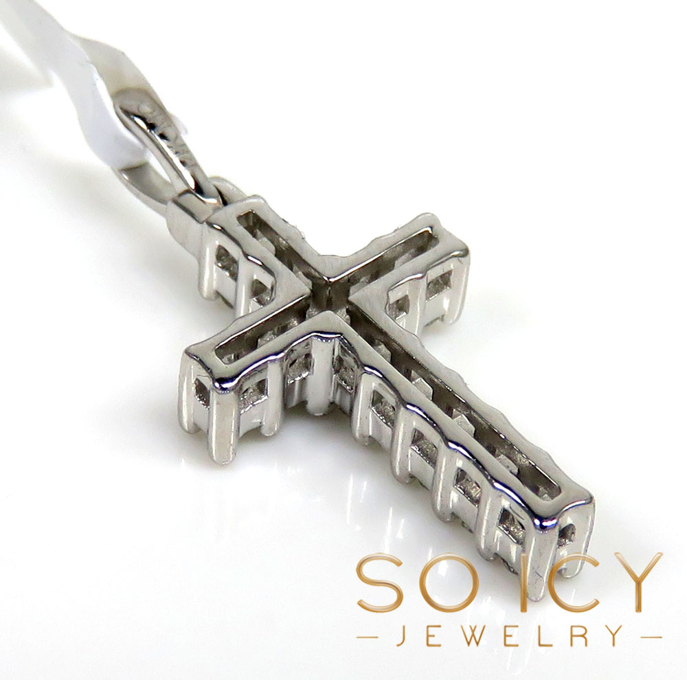 14k white gold mini 12 diamond prong cross 0.30ct - Image 4