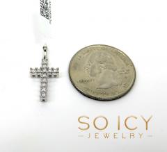 14k white gold mini 12 diamond prong cross 0.30ct