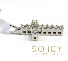 14k white gold mini 12 diamond prong cross 0.30ct