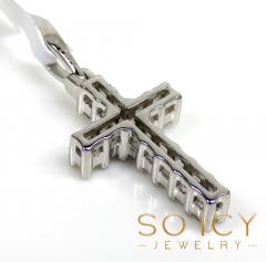 14k white gold mini 12 diamond prong cross 0.30ct