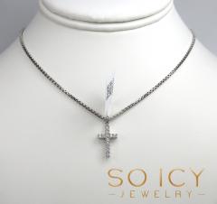 14k white gold mini 12 diamond prong cross 0.30ct