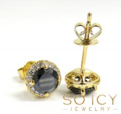 18k gold black cluster 8mm diamond earrings 1.00ct