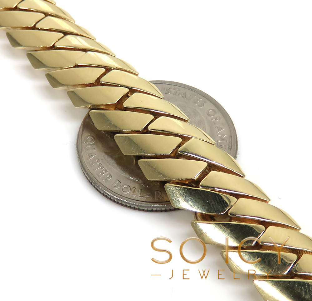 14k yellow gold double layer razor miami chain 22-26 inch 12mm - Image 2