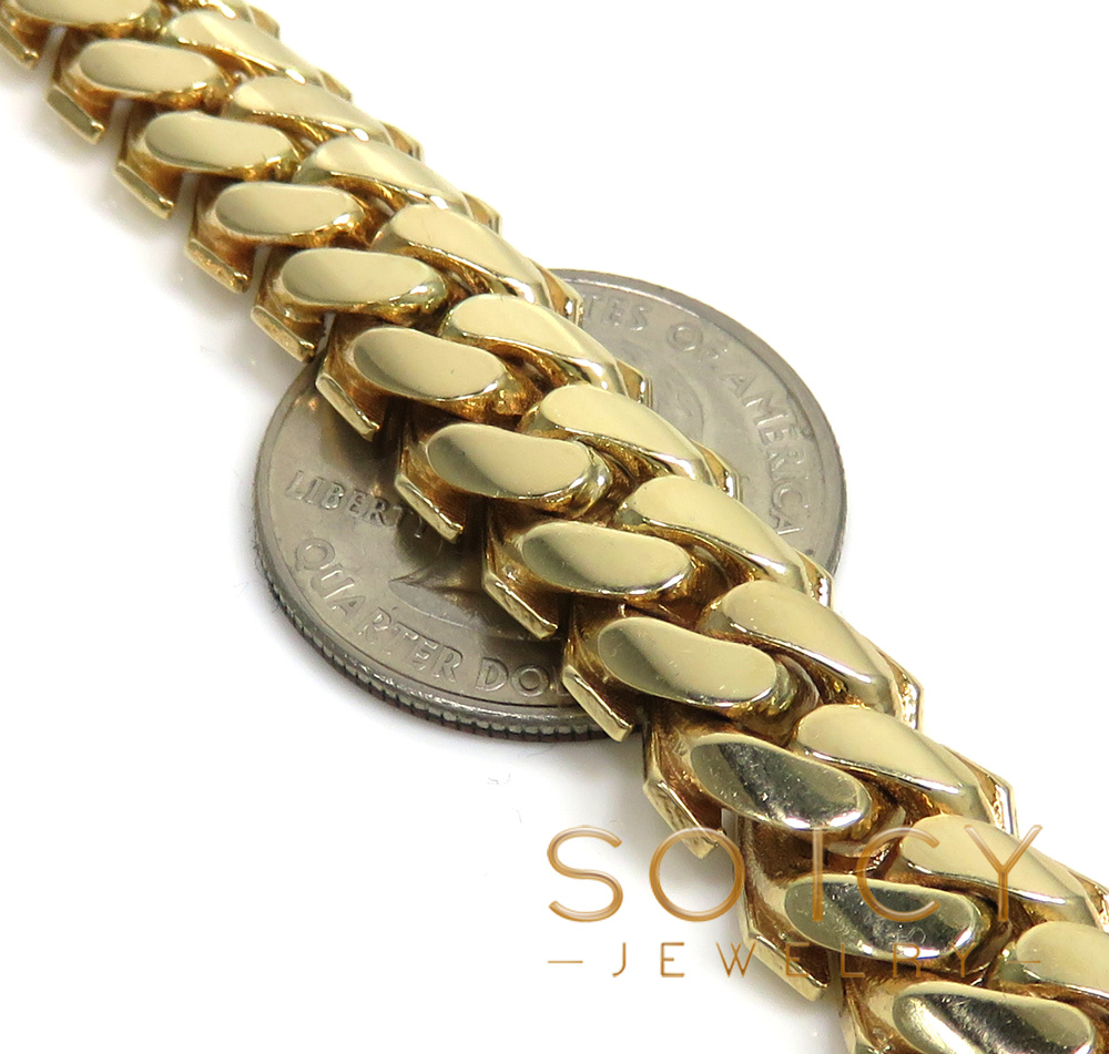 14k yellow gold double layer razor miami chain 22-26 inch 12mm 