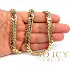 14k yellow gold double layer razor miami chain 22-26 inch 12mm 