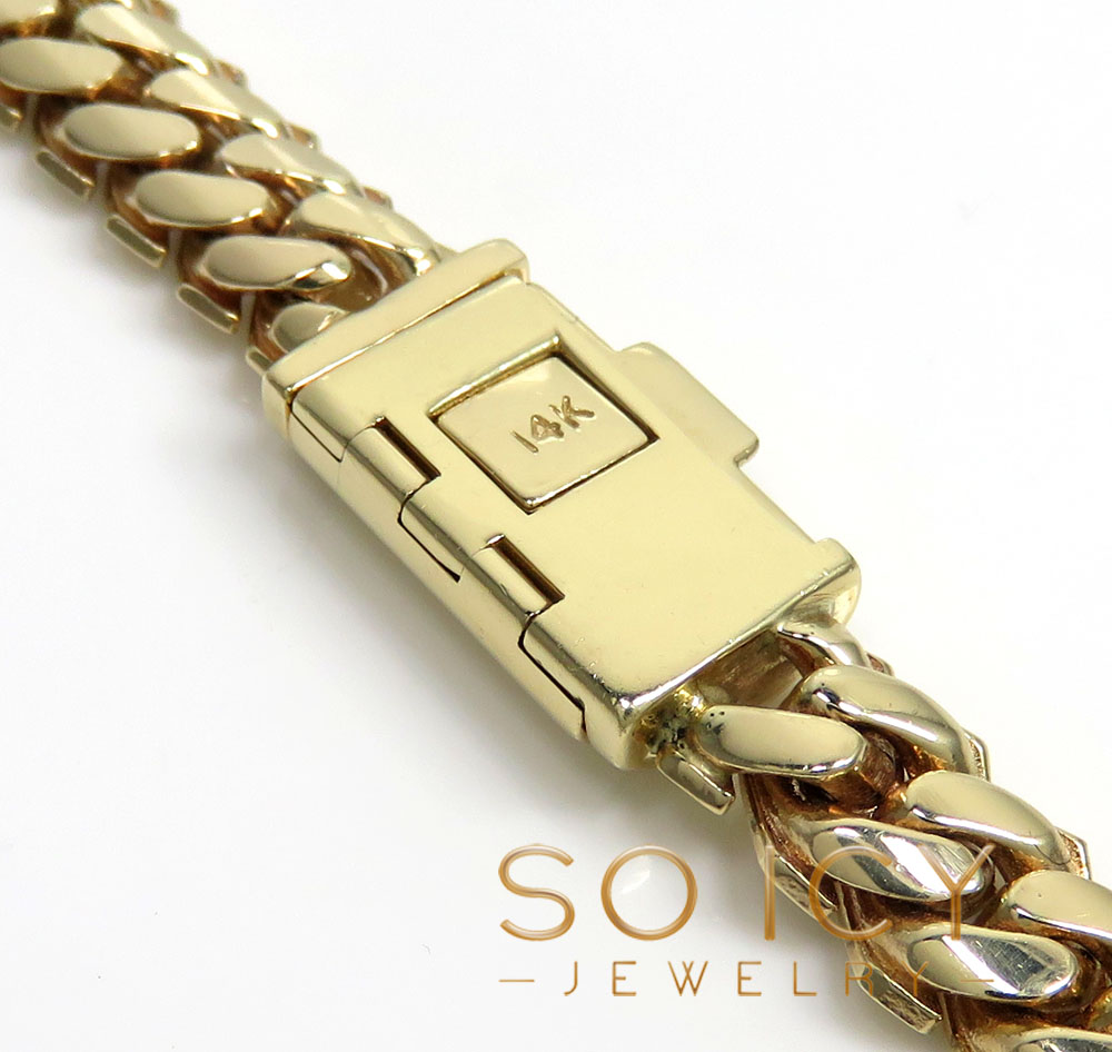 14k yellow gold double layer razor miami chain 22-26 inch 14mm