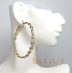 14k yellow gold 5mm puff gucci link hoop earrings
