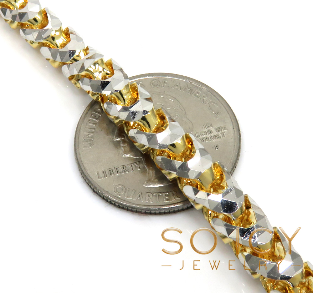 10k two gold prism cut franco chain 18-26 inch 6.50mm 