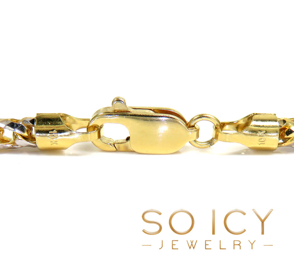 10k two gold prism cut franco chain 18-26 inch 6.50mm 